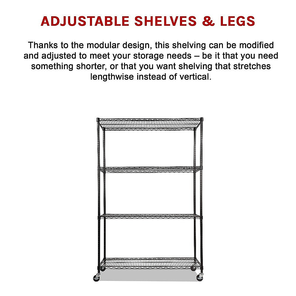 Modular Wire Storage Shelf 1200 x 600 x 1800mm Steel Shelving 12