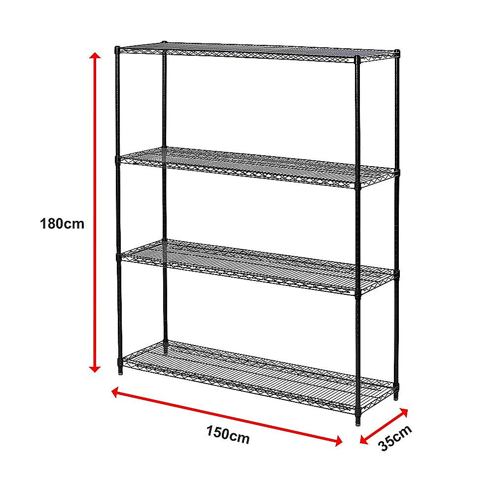 Modular Wire Storage Shelf 1500 x 350 x 1800mm Steel Shelving 14
