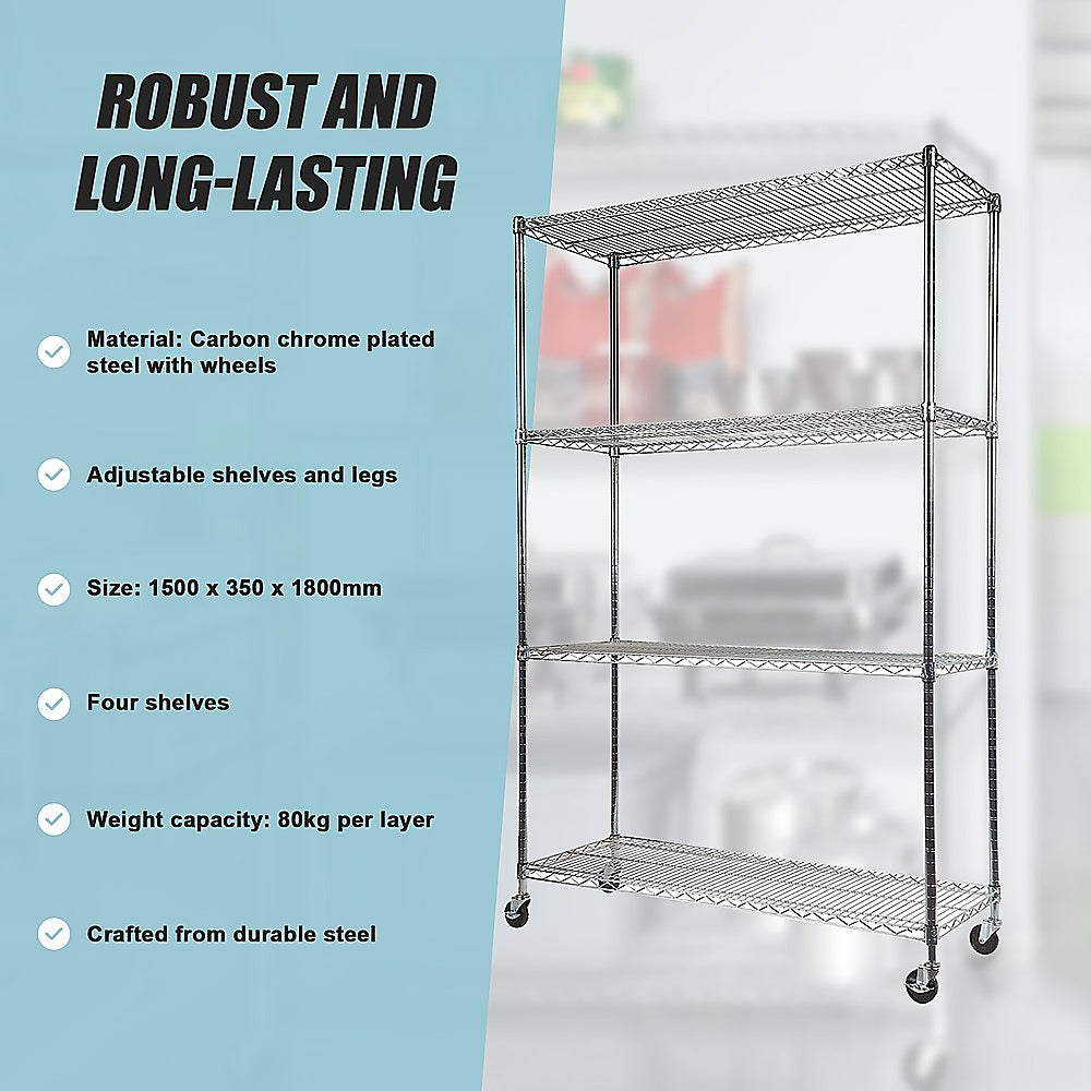 Modular Wire Storage Shelf 1500 x 350 x 1800mm Steel Shelving 11