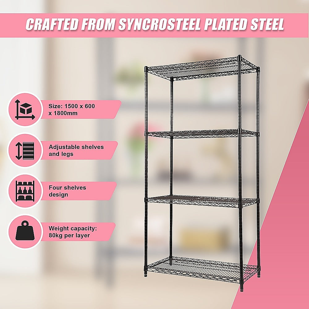 Modular Wire Storage Shelf 900 x 450 x 1800mm Steel Shelving 9