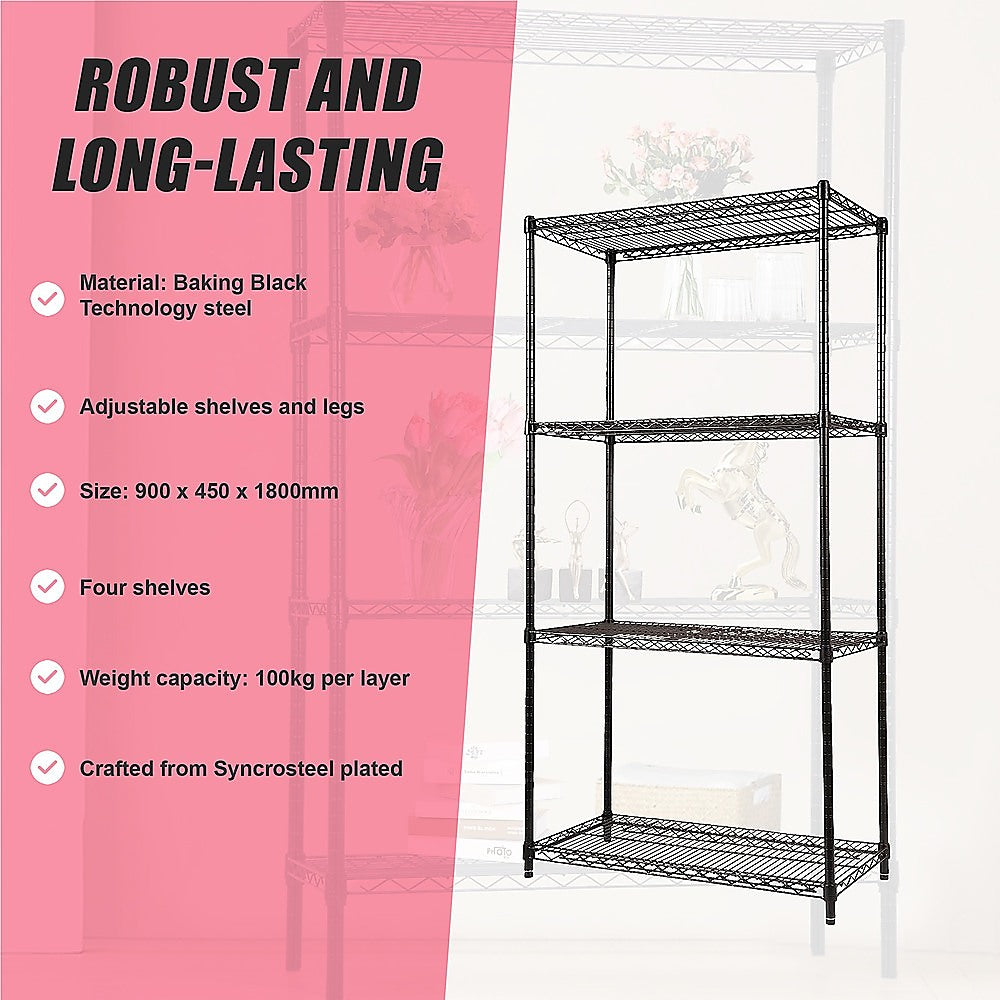 Modular Wire Storage Shelf 900 x 450 x 1800mm Steel Shelving 11