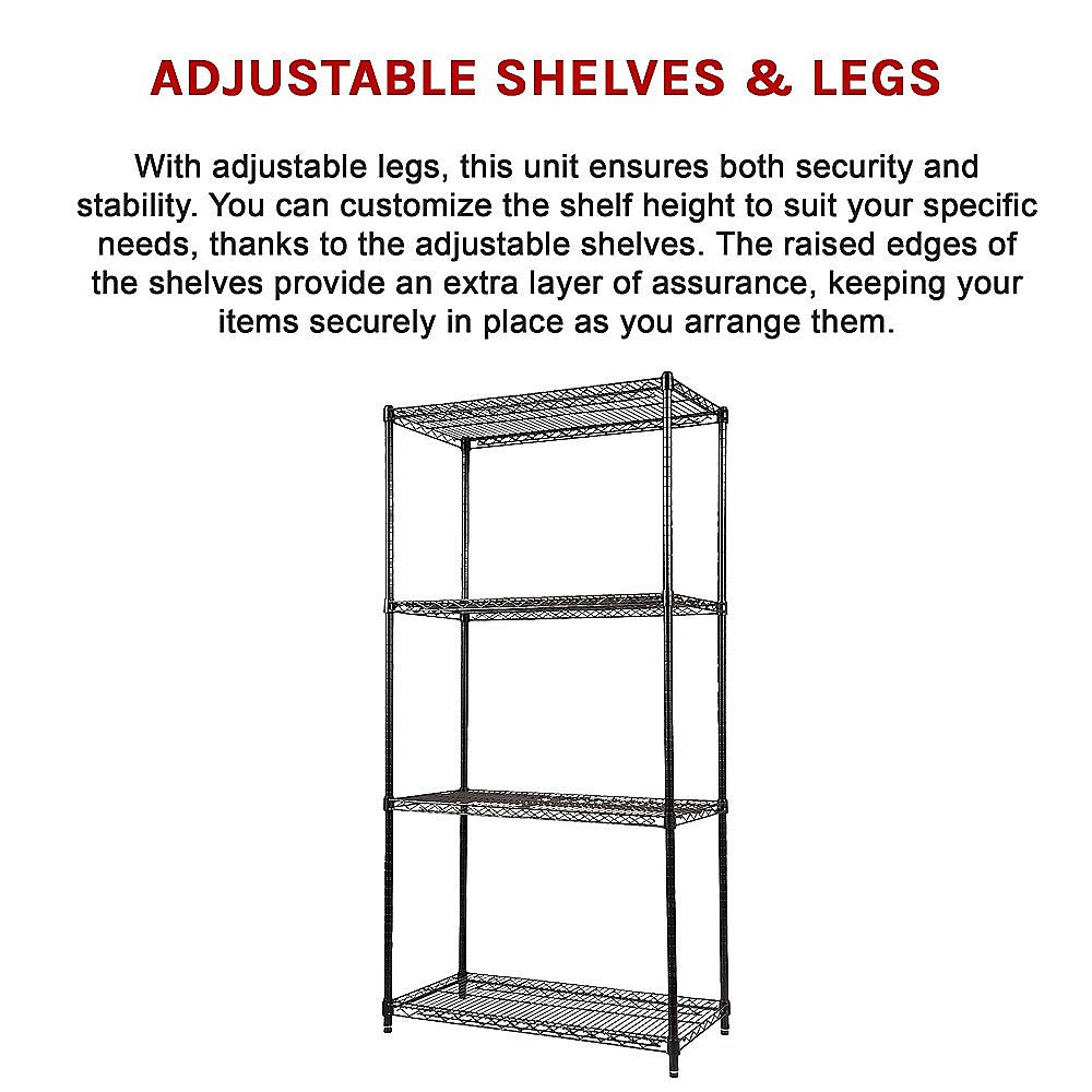 Modular Wire Storage Shelf 900 x 450 x 1800mm Steel Shelving 12