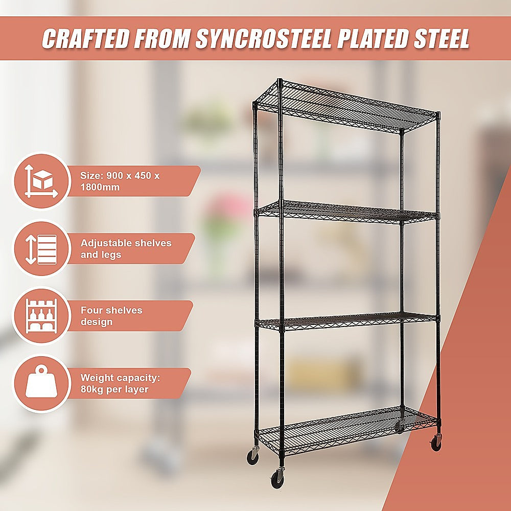 Modular Wire Storage Shelf 900 x 450 x 1800mm Steel Shelving 9