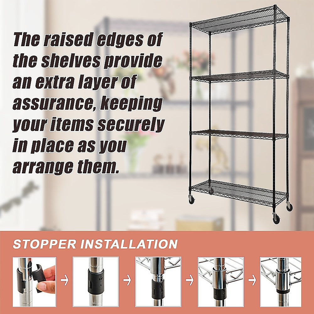 Modular Wire Storage Shelf 900 x 450 x 1800mm Steel Shelving 10