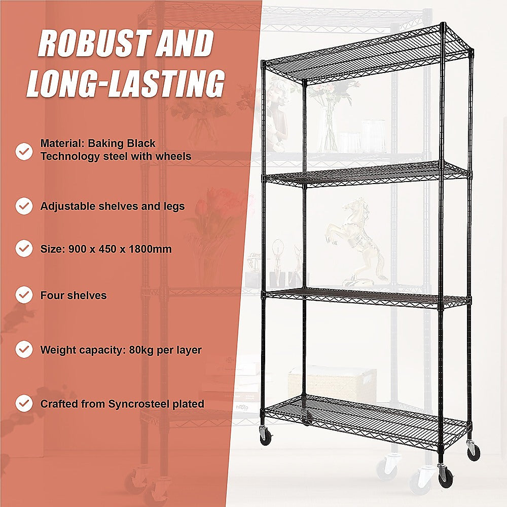 Modular Wire Storage Shelf 900 x 450 x 1800mm Steel Shelving 11
