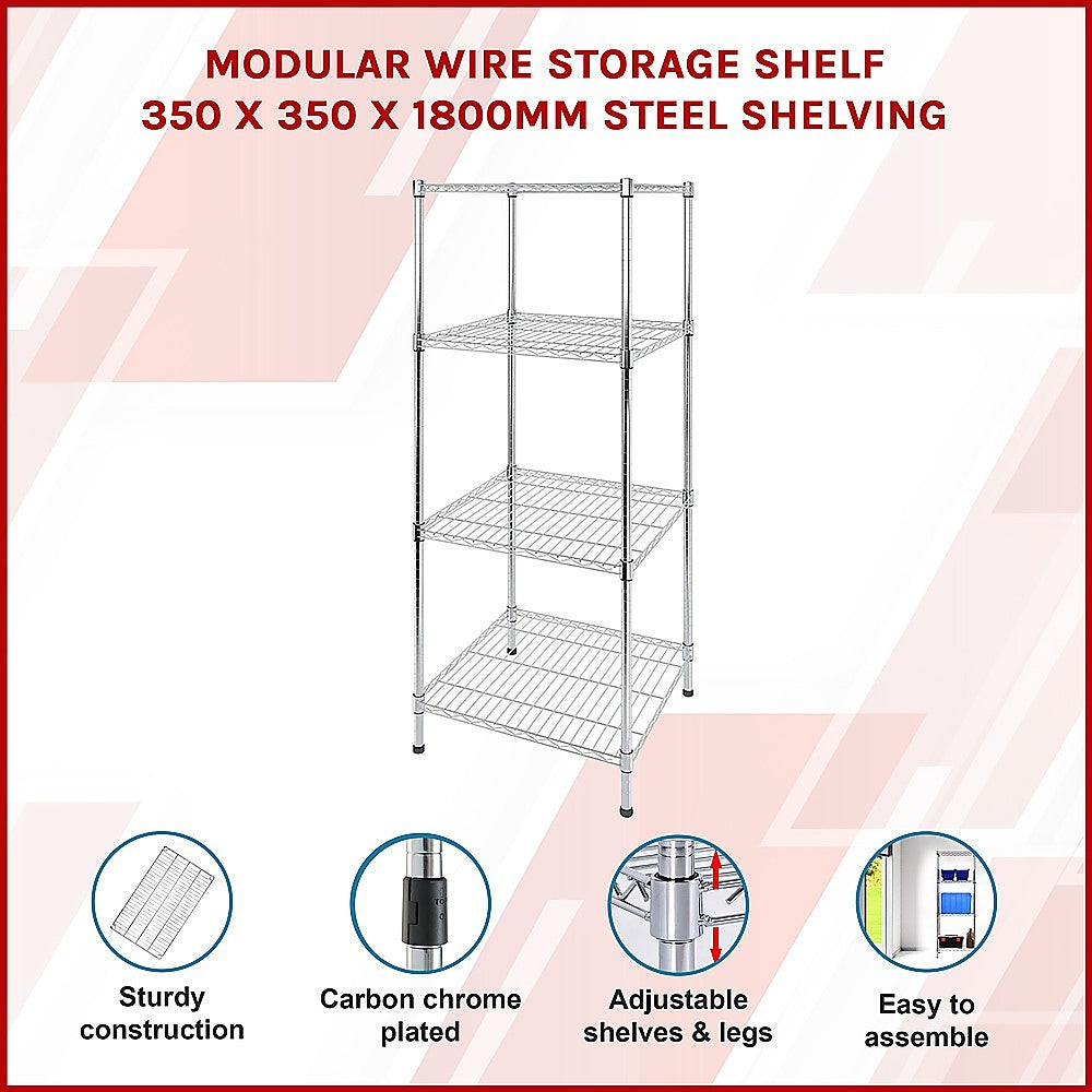 Modular Wire Storage Shelf 350 x 350 x 1800mm Steel Shelving 3