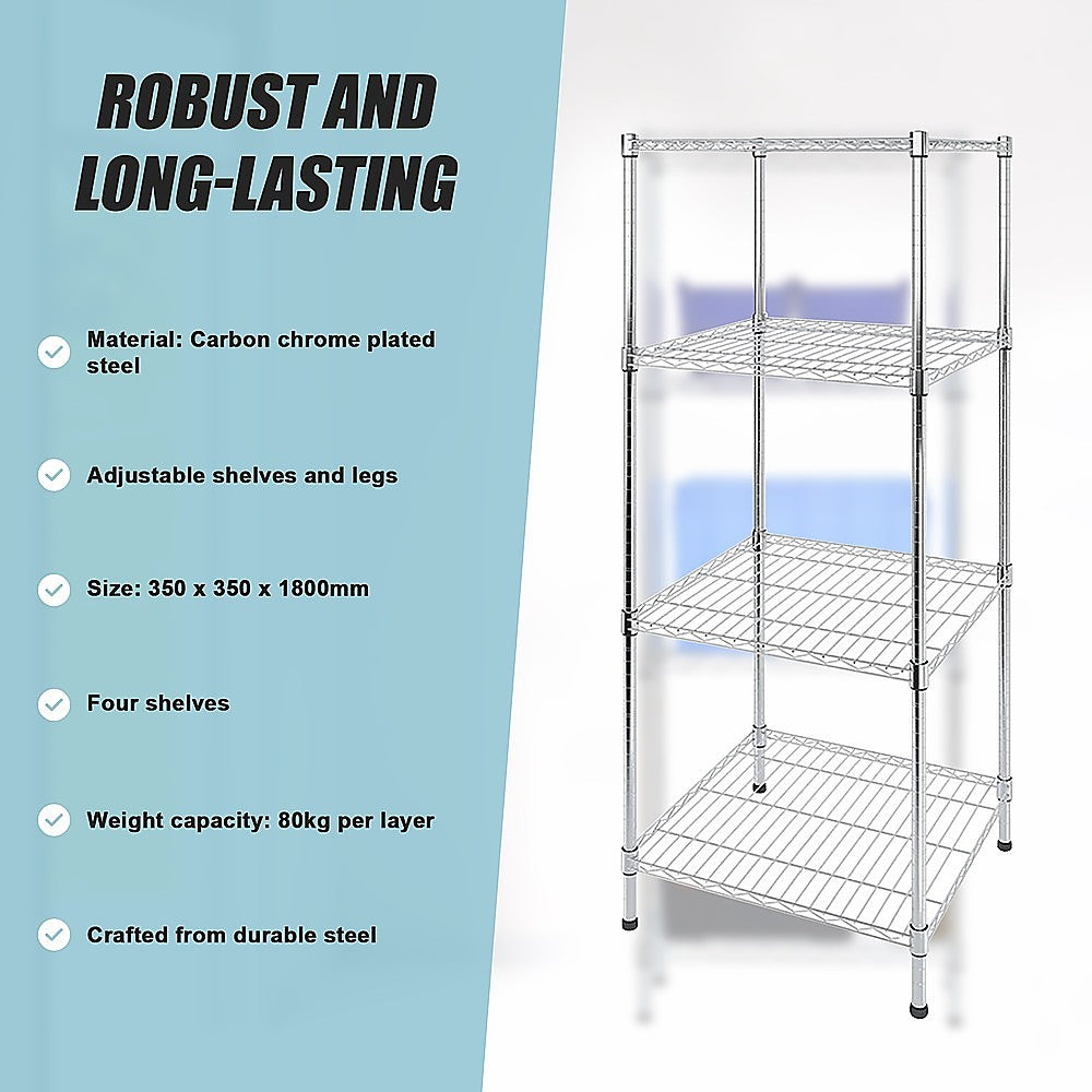 Modular Wire Storage Shelf 350 x 350 x 1800mm Steel Shelving 12