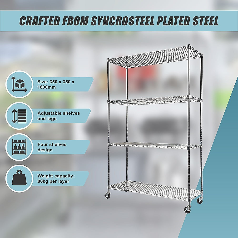 Modular Wire Storage Shelf 350 x 350 x 1800mm Steel Shelving 10