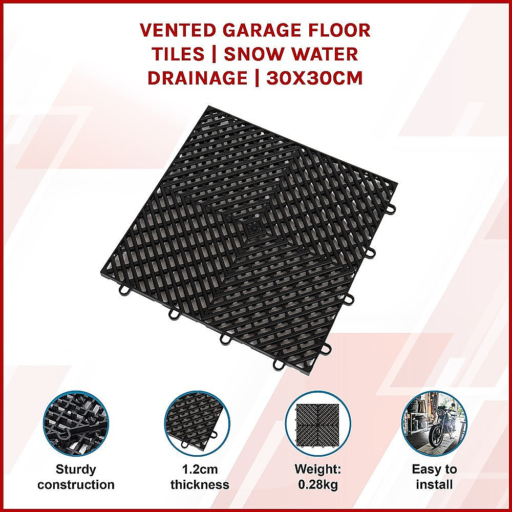 Vented Garage Floor Tiles | Snow Water Drainage | 30x30cm 3