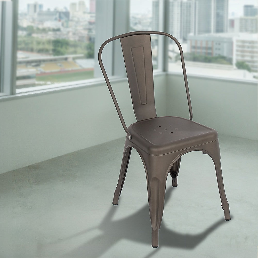 4x Kitchen Dining Chairs Stackable Vintage Metal Chair Backrest Side Chair 7