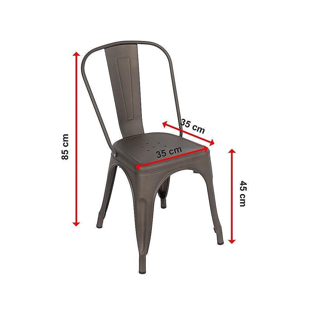 4x Kitchen Dining Chairs Stackable Vintage Metal Chair Backrest Side Chair 13