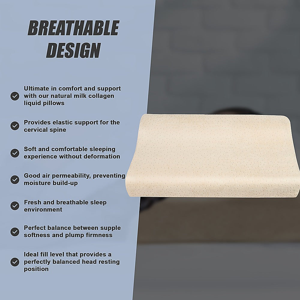 Pure Natural Latex Sleep Pillow Spine Support 30 x 50cm 9