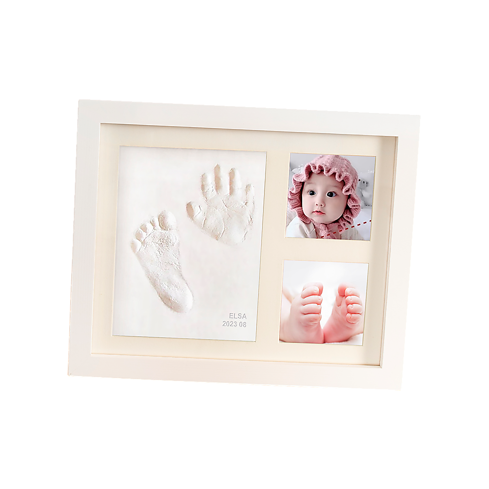 Baby Hand & Foot Print Clay Cast Kit Photo Picture Frame Christening Gift 4