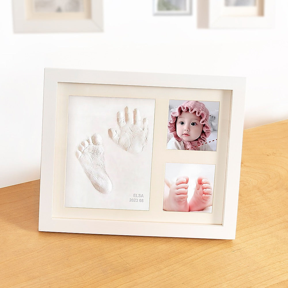 Baby Hand & Foot Print Clay Cast Kit Photo Picture Frame Christening Gift 5