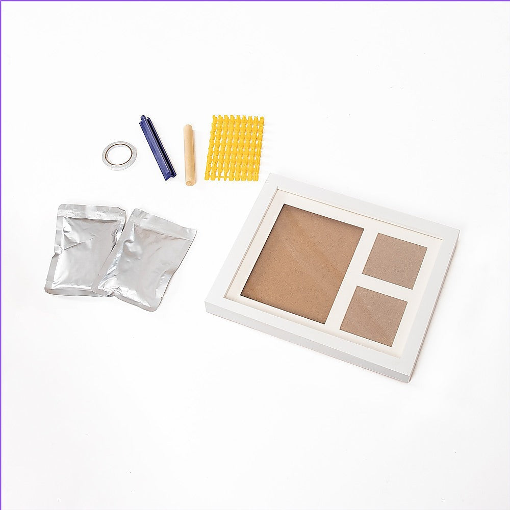 Baby Hand & Foot Print Clay Cast Kit Photo Picture Frame Christening Gift 6