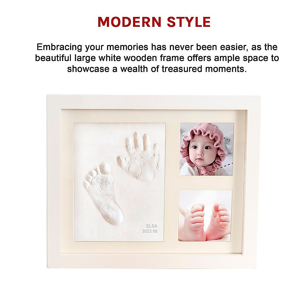 Baby Hand & Foot Print Clay Cast Kit Photo Picture Frame Christening Gift 10