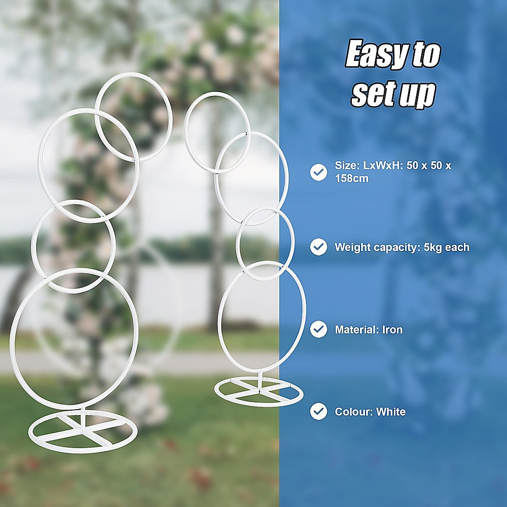 2pcs Round Wedding Arch Backdrop Rings Loops Flower Balloon Lawn Row Stand 10