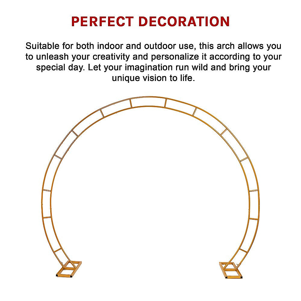 260cm Gold Metal Wedding Arch Round Balloon Birthday Party 10