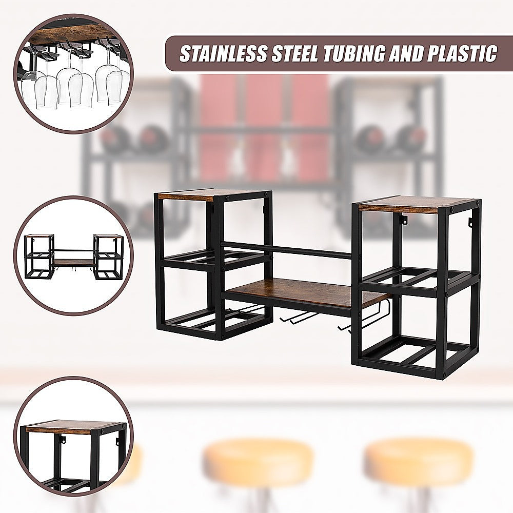 Wall Mounted Wine Rack 3 Stem Glass Holder Storage Organiser 7