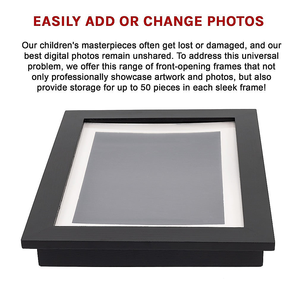 A4 Wooden Picture Frame For 50 Artworks Kids Art Display 11
