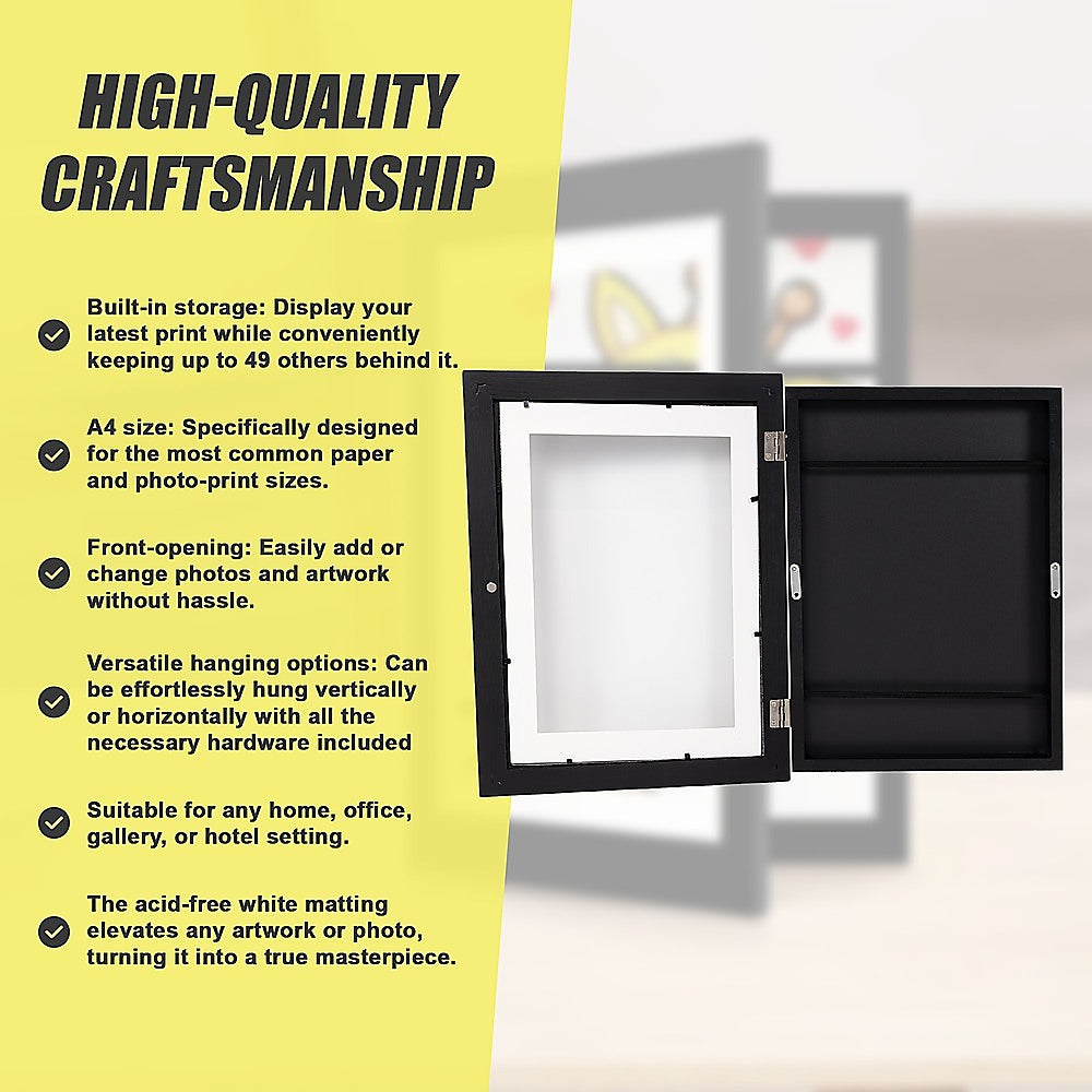 A4 Wooden Picture Frame For 50 Artworks Kids Art Display 10