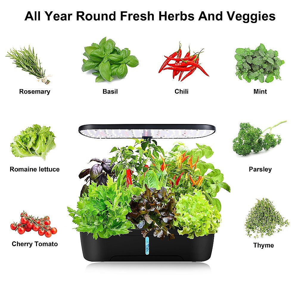 Hydroponics Growing System Indoor Germination Kit 12 Pods Home Gardening LED 9