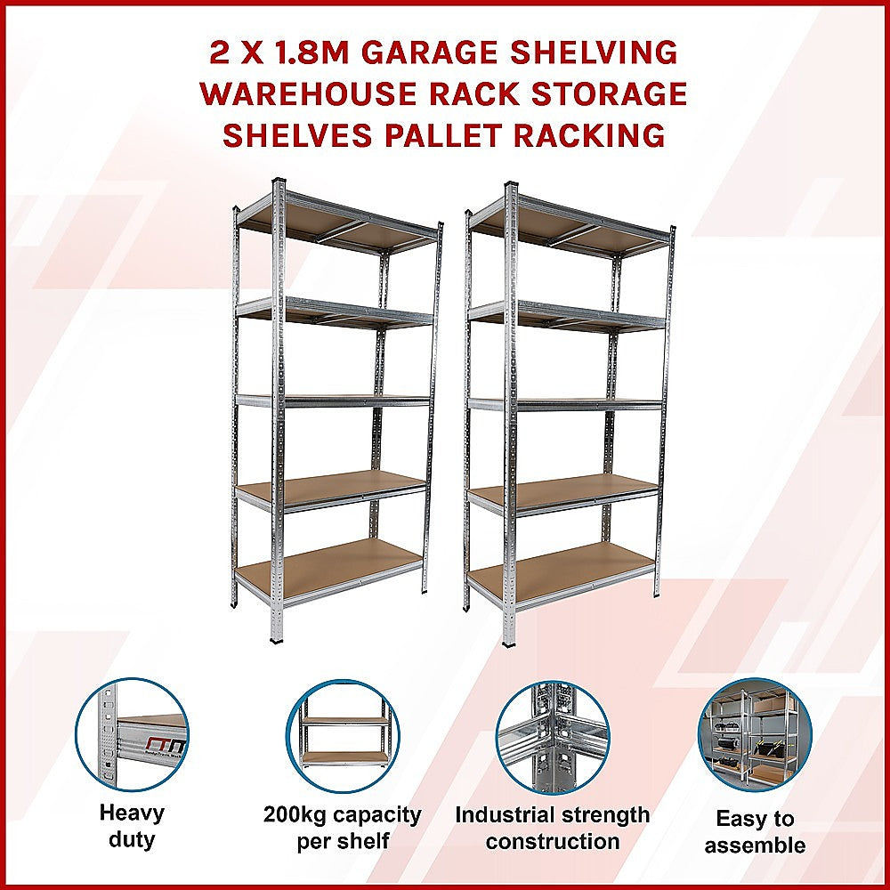 2 x 1.8M Garage Shelving Warehouse Rack Storage Shelves Pallet Racking 3