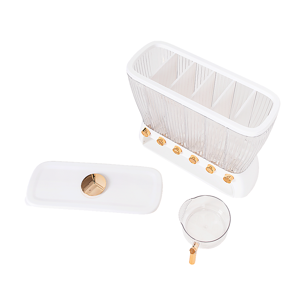 6 Grids Dispenser Storage Container Rice Cereal Beans Grain 5