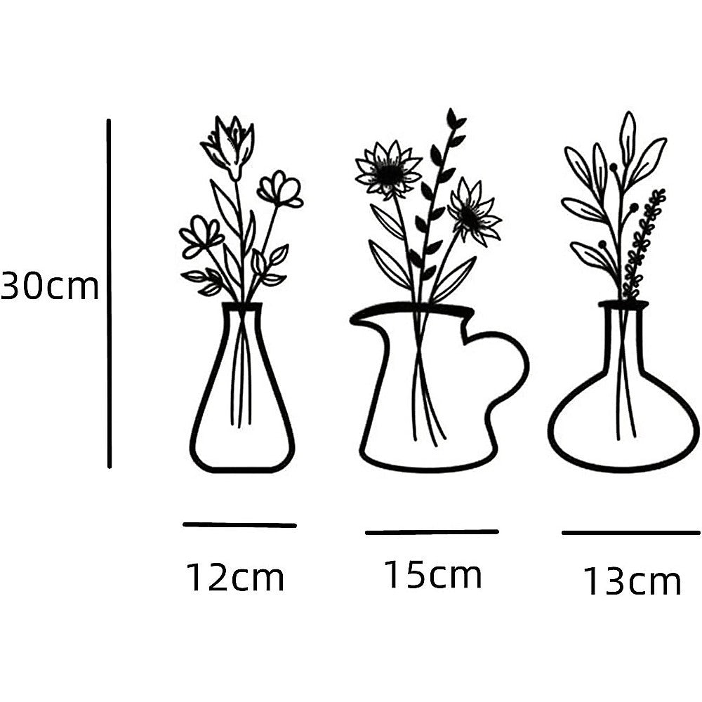 Metal Iron Flower Vase Wall Art Decoration 5