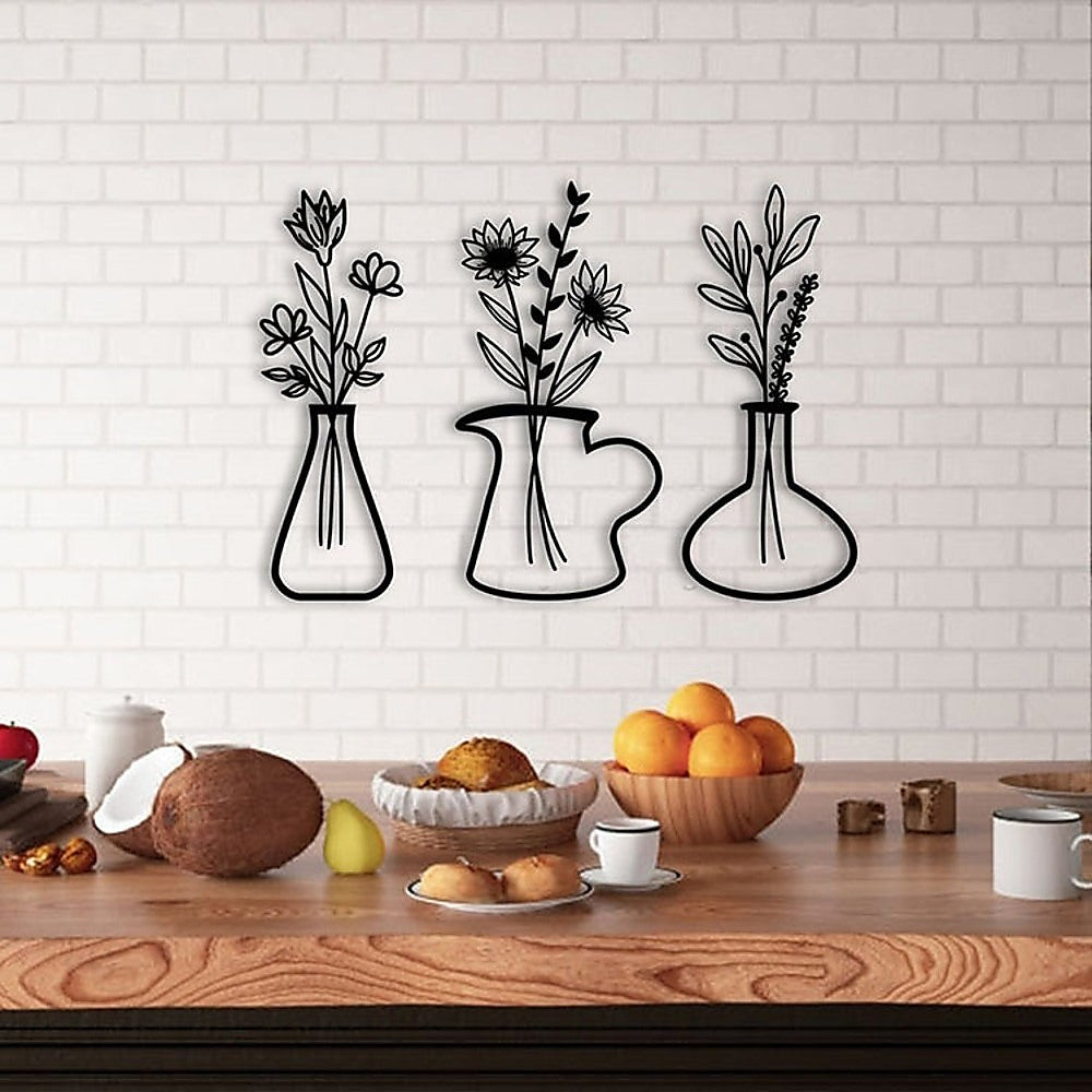 Metal Iron Flower Vase Wall Art Decoration 3