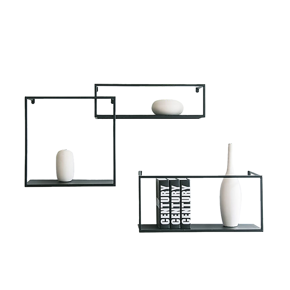 Floating Shelves Retro Industrial Ledge Black Metal Display Stand 4