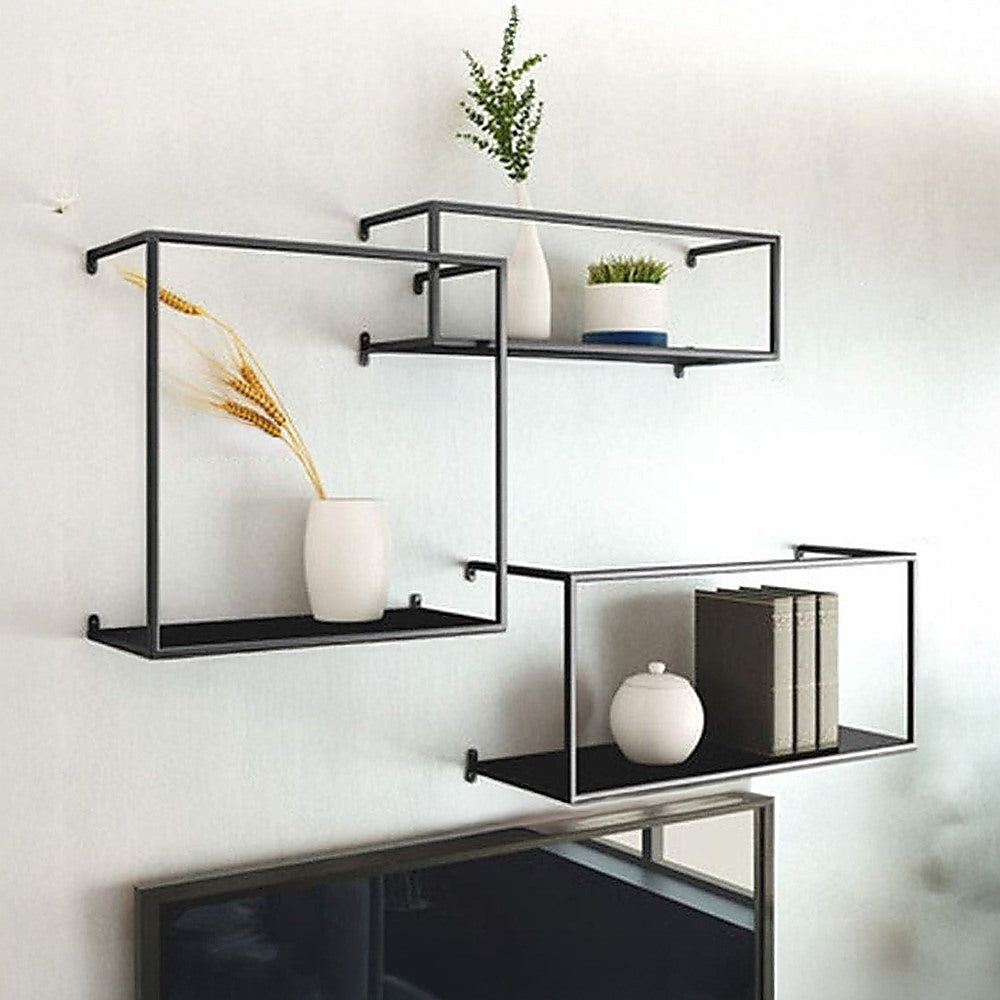 Floating Shelves Retro Industrial Ledge Black Metal Display Stand 5