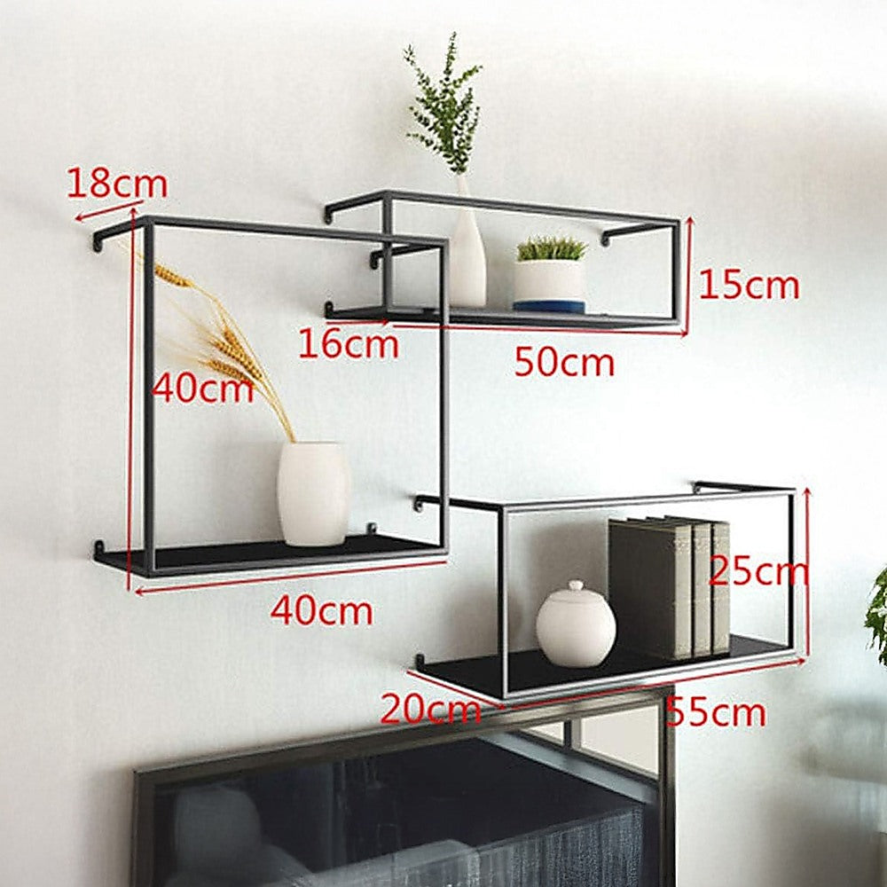 Floating Shelves Retro Industrial Ledge Black Metal Display Stand 10