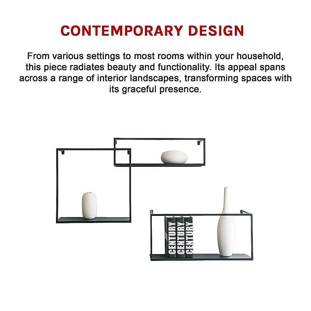 Floating Shelves Retro Industrial Ledge Black Metal Display Stand 9