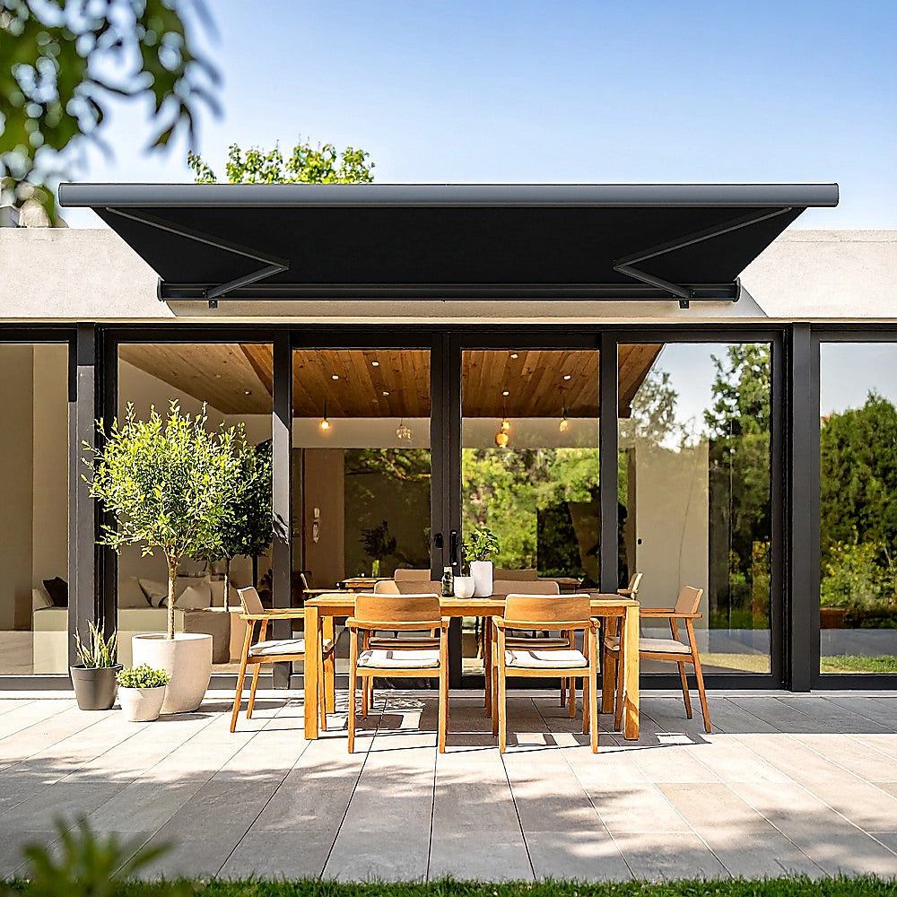 5.0m x 3.0m Retractable Folding Arm Awning Heavy Duty Full Cassette Motorised 5