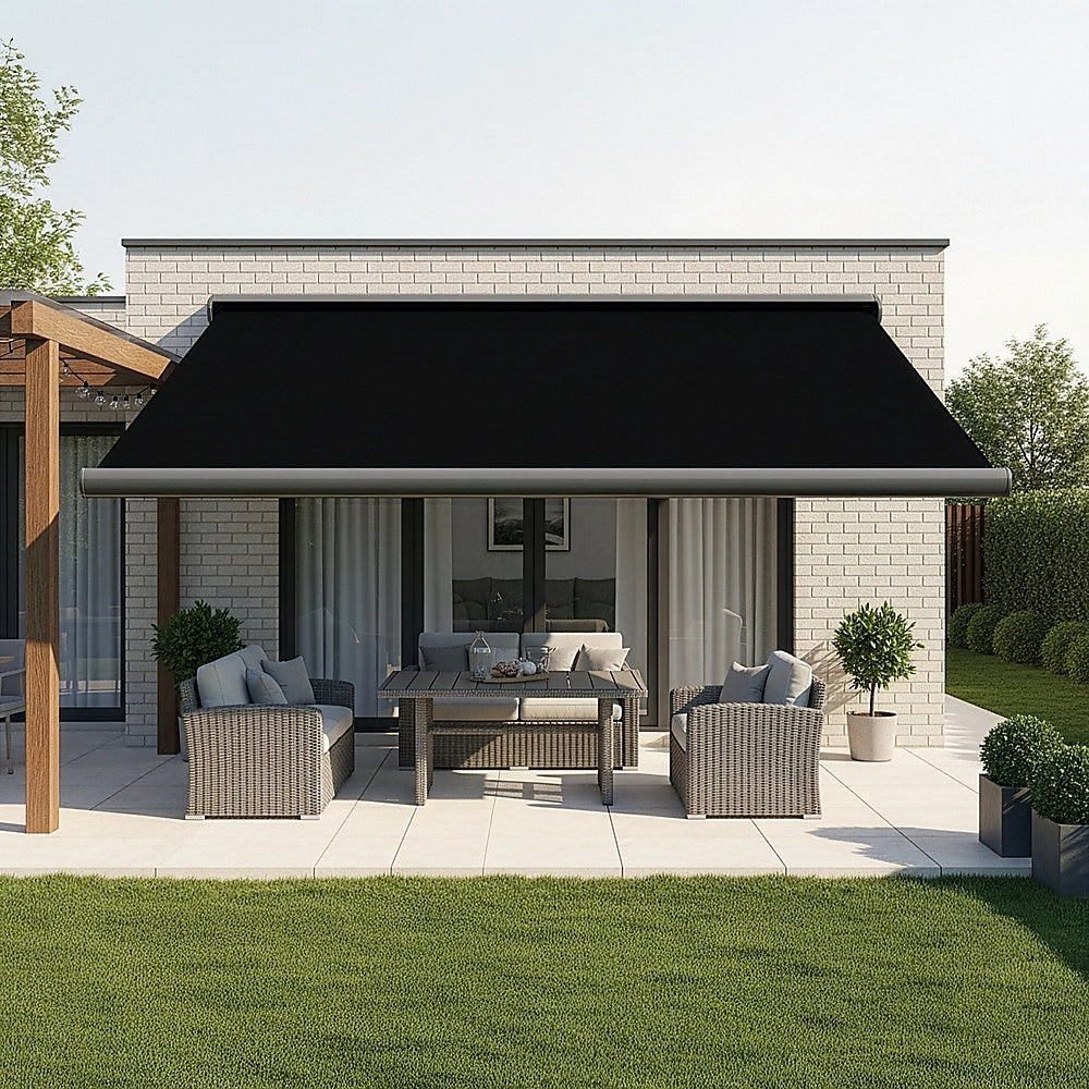 5.5m x 3.0m Retractable Folding Arm Awning Heavy Duty Full Cassette Motorised 6