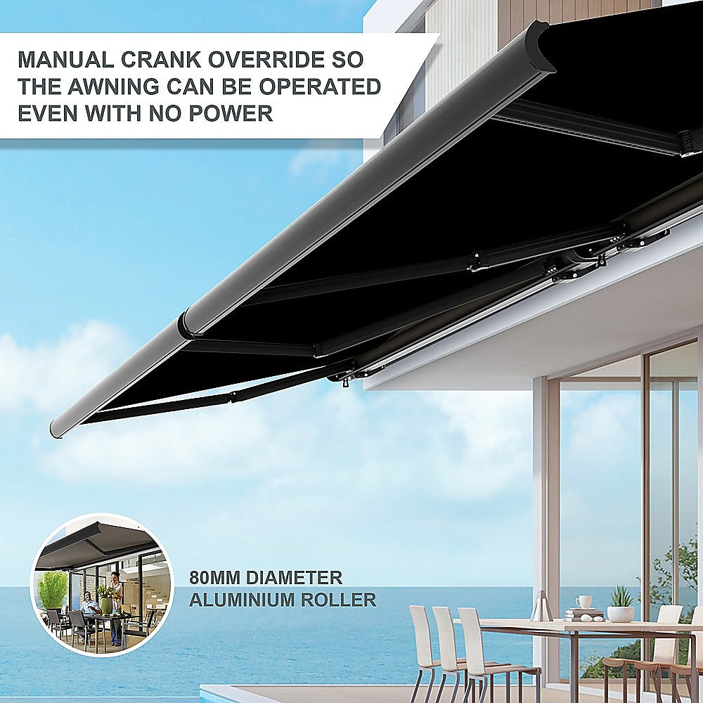 5.5m x 3.0m Retractable Folding Arm Awning Heavy Duty Full Cassette Motorised 5