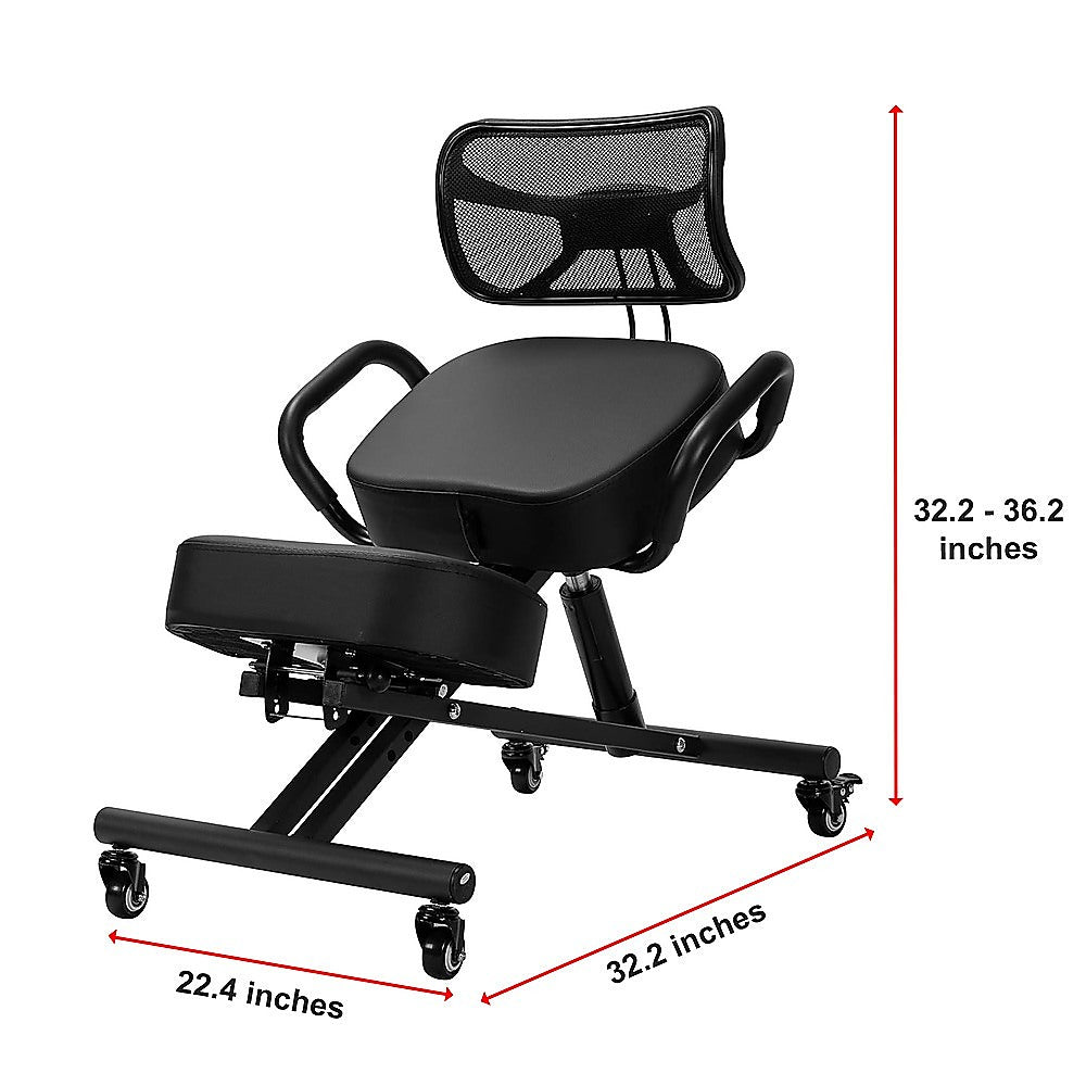 Ergonomic Kneeling Posture Chair with Backrest Adjustable Height and Casters 11