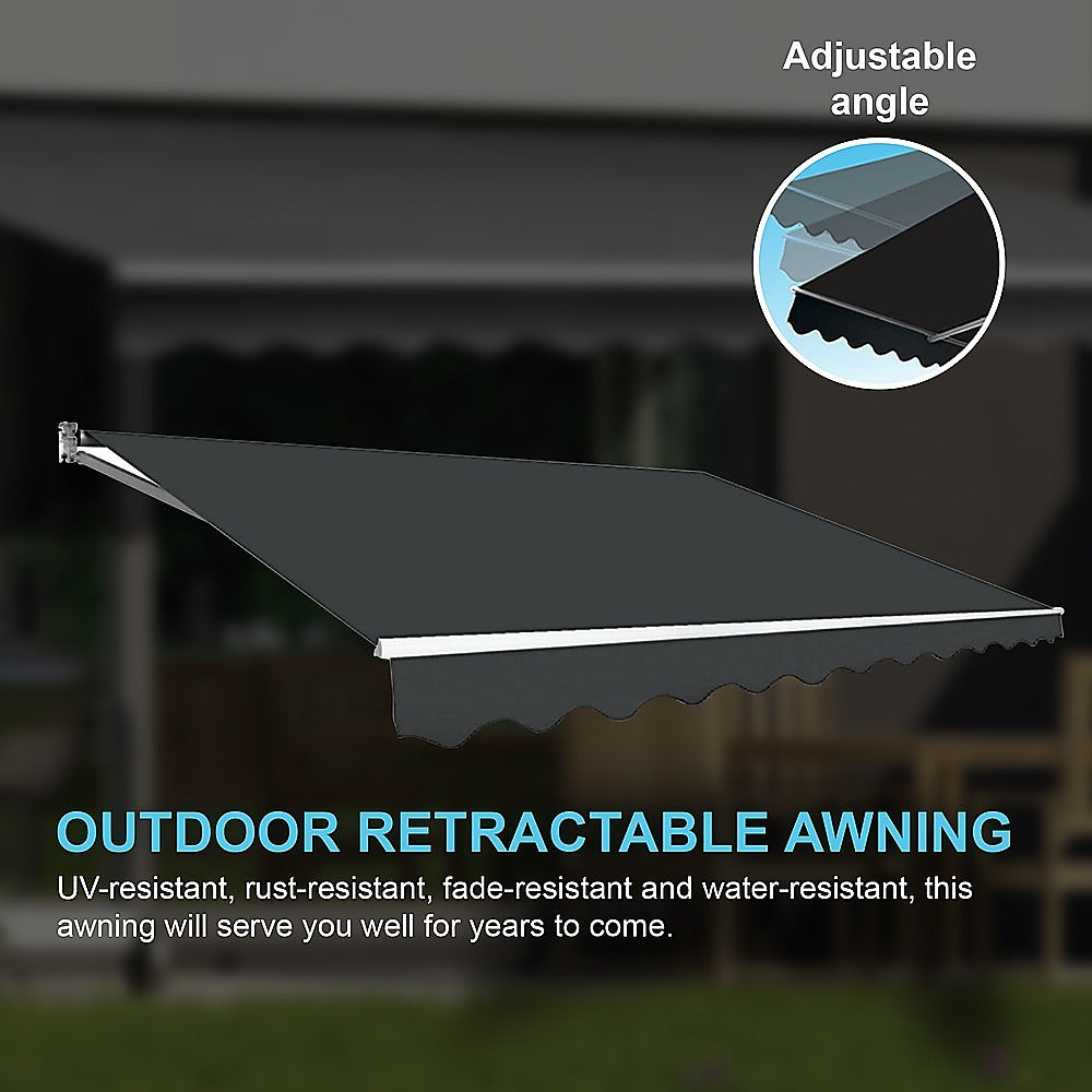 Outdoor Folding Arm Awning Retractable Sunshade Canopy Grey 3.0m x 2.5m 7