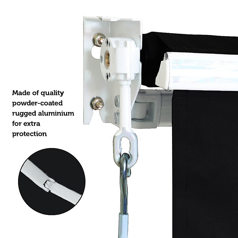 Outdoor Folding Arm Awning Retractable Sunshade Canopy Black 3.0m x 2.5m 10