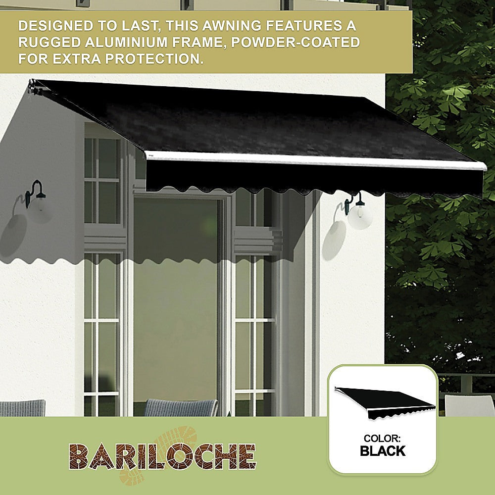 Outdoor Folding Arm Awning Retractable Sunshade Canopy Black 3.0m x 2.5m 6