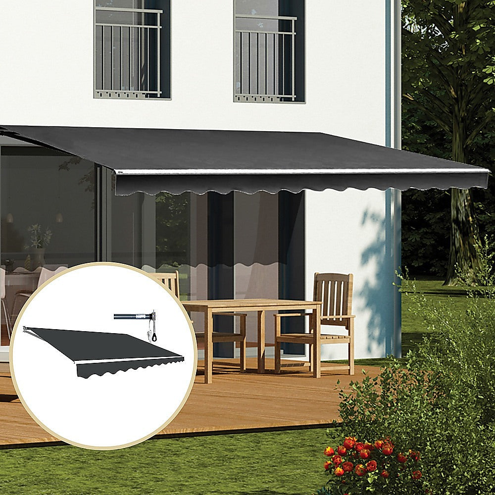 Outdoor Folding Arm Awning Retractable Sunshade Canopy Grey 4.0m x 2.5m 7