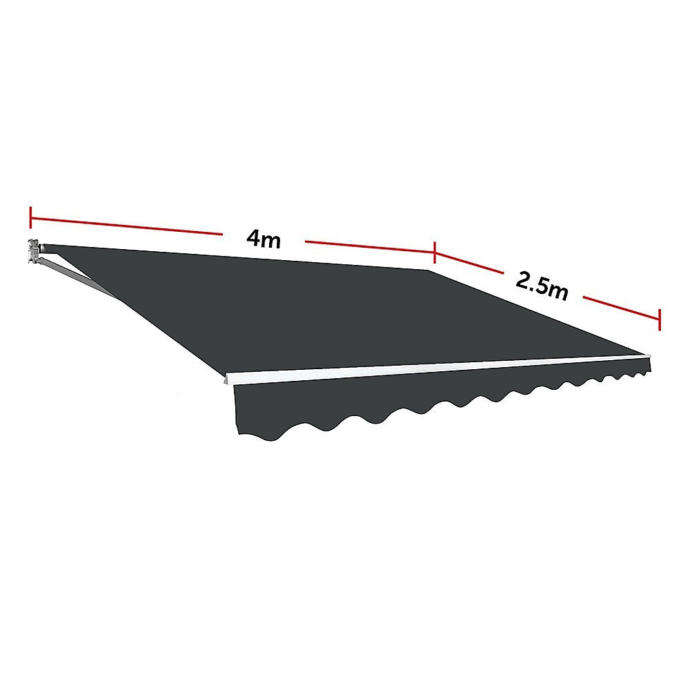 Outdoor Folding Arm Awning Retractable Sunshade Canopy Grey 4.0m x 2.5m 10