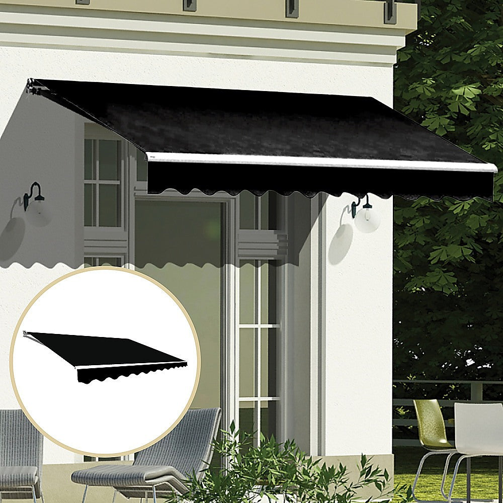 Outdoor Folding Arm Awning Retractable Sunshade Canopy Black 4.0m x 2.5m 5