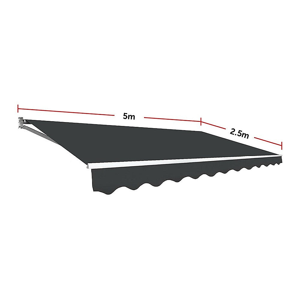Outdoor Folding Arm Awning Retractable Sunshade Canopy Grey 5.0m x 2.5m 11