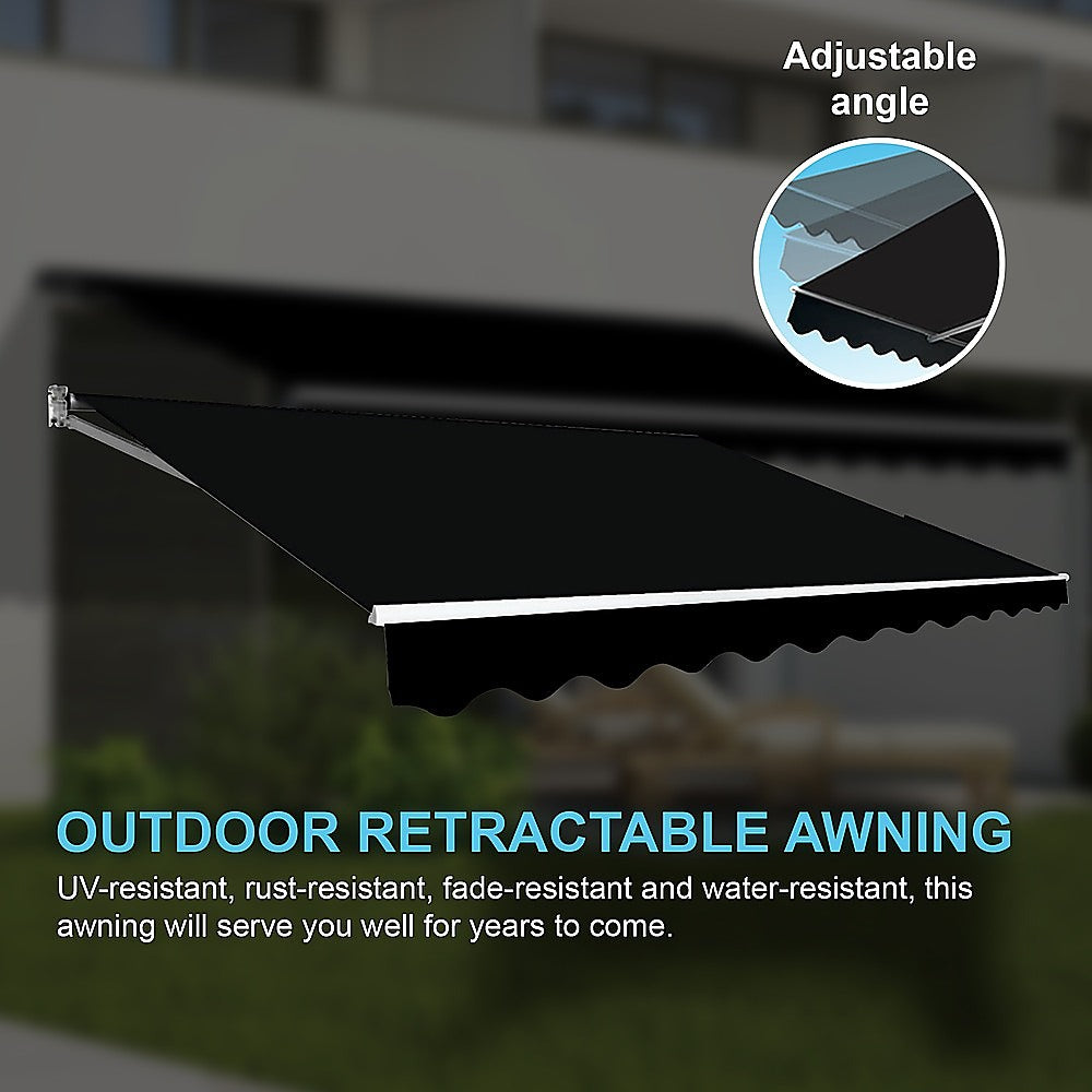Outdoor Folding Arm Awning Retractable Sunshade Canopy Black 5.0m x 2.5m 8