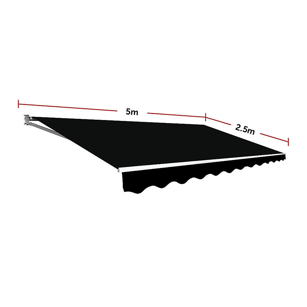 Outdoor Folding Arm Awning Retractable Sunshade Canopy Black 5.0m x 2.5m 13
