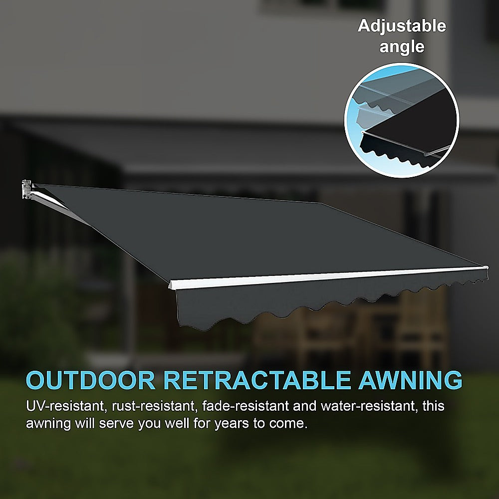 Outdoor Folding Arm Awning Retractable Sunshade Canopy Grey 4.0m x 3.0m 6