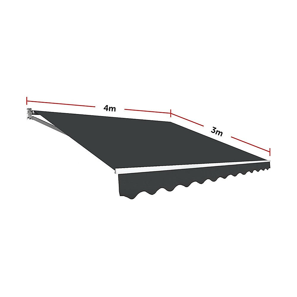 Outdoor Folding Arm Awning Retractable Sunshade Canopy Grey 4.0m x 3.0m 13