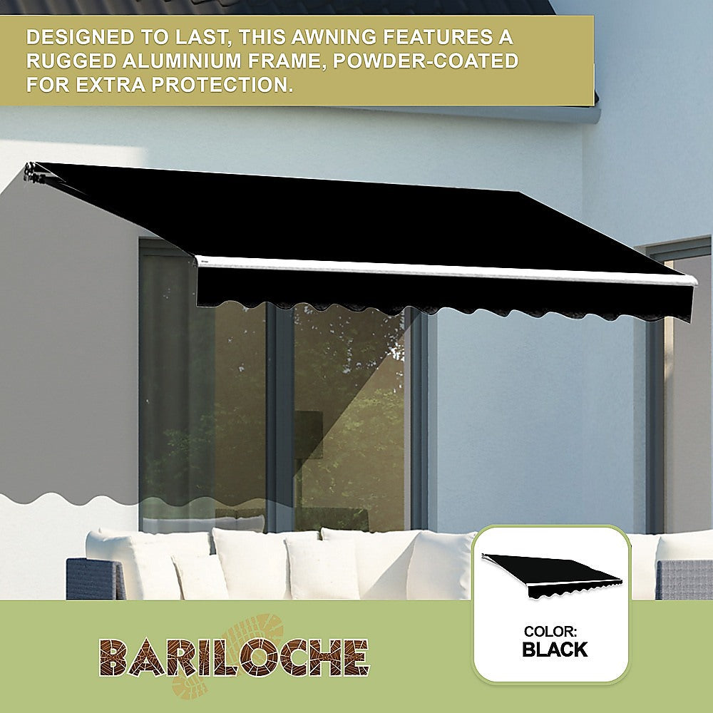 Outdoor Folding Arm Awning Retractable Sunshade Canopy Black 4.0m x 3.0m 5